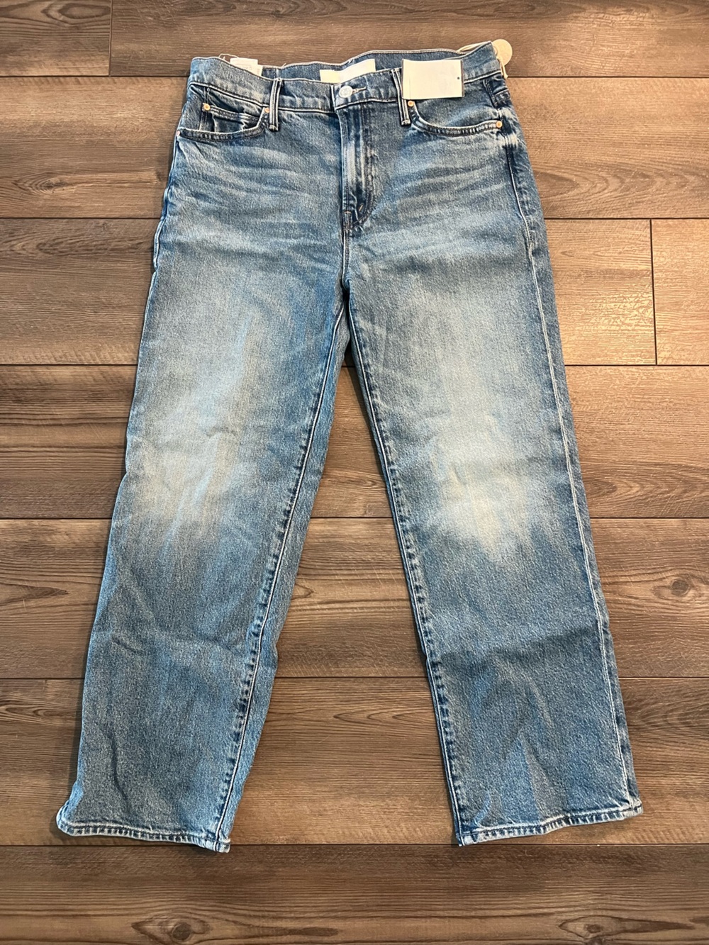 NWT MOTHER Lil Kick It High Rise Cropped Flare Jeans in Birds Gone Sz 28